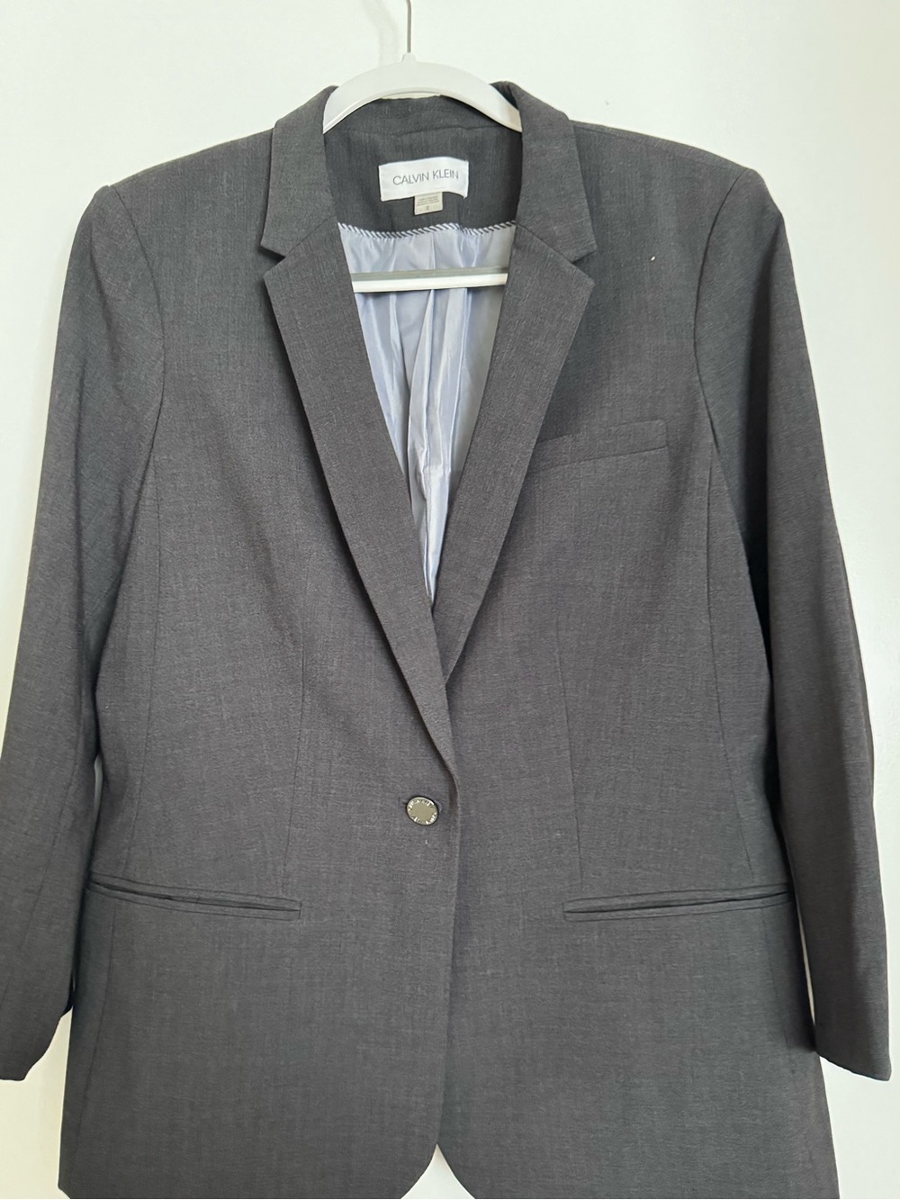 Calvin Klein Women's Gray Single-Button Tailored Blazer